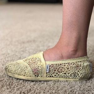 Yellow crochet TOMS